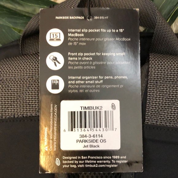 Timbuk2 384 Parkside Laptop Backpack NWT - Picture 4 of 9